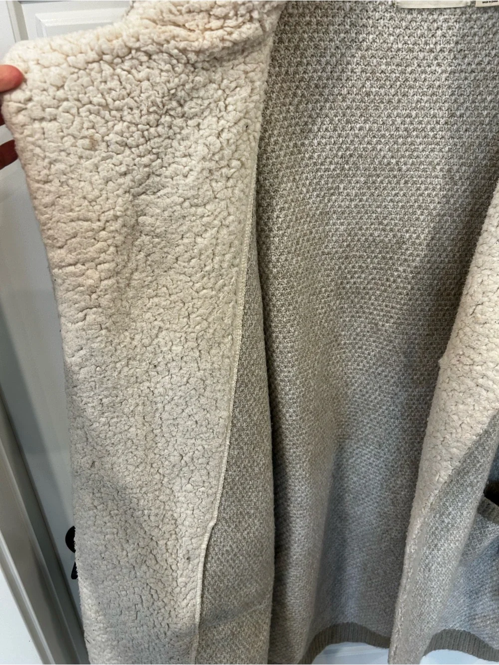 Anthropologie Taupe Knit Sherpa-Lined Open Cardigan Jacket xl